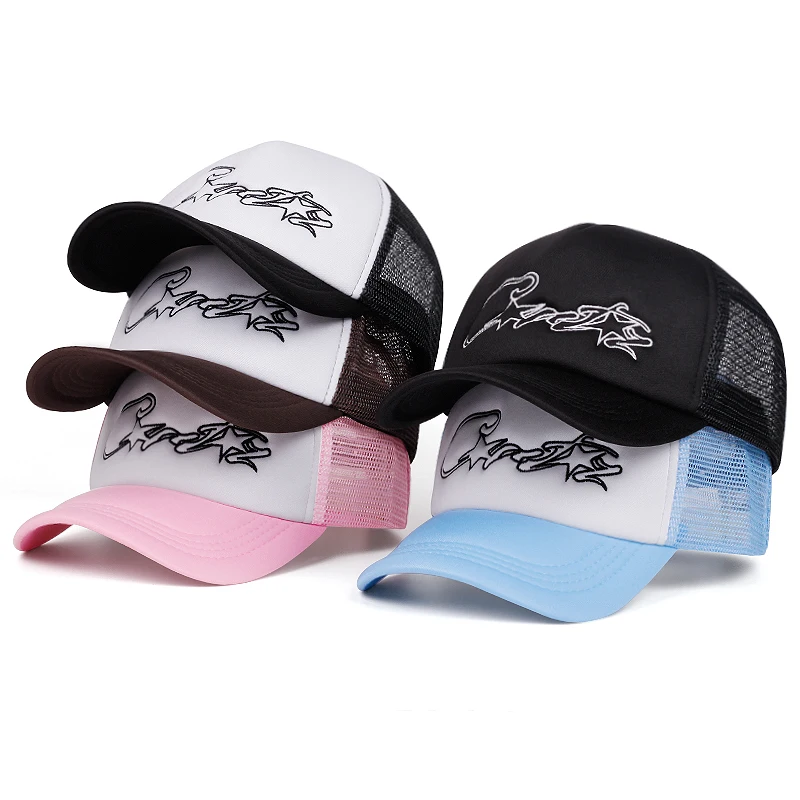 2025 Mode Einfache Neue Atmungsaktive Mesh Hut C Fünfzackigen Stern Gestickte Straße Hip Hop Hut Täglichen Pendeln Tragen Baseball Hut