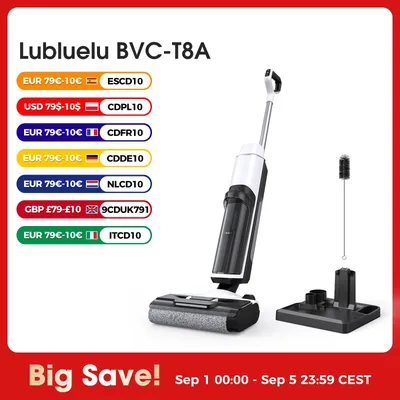 Lubluelu Wet Dry Vacuum Cleaner 3-in-1 Vacuum Mop Self-Cleaning 6mm Edge Cleaning Twin Blades for Pet Hair Power Floor Washer