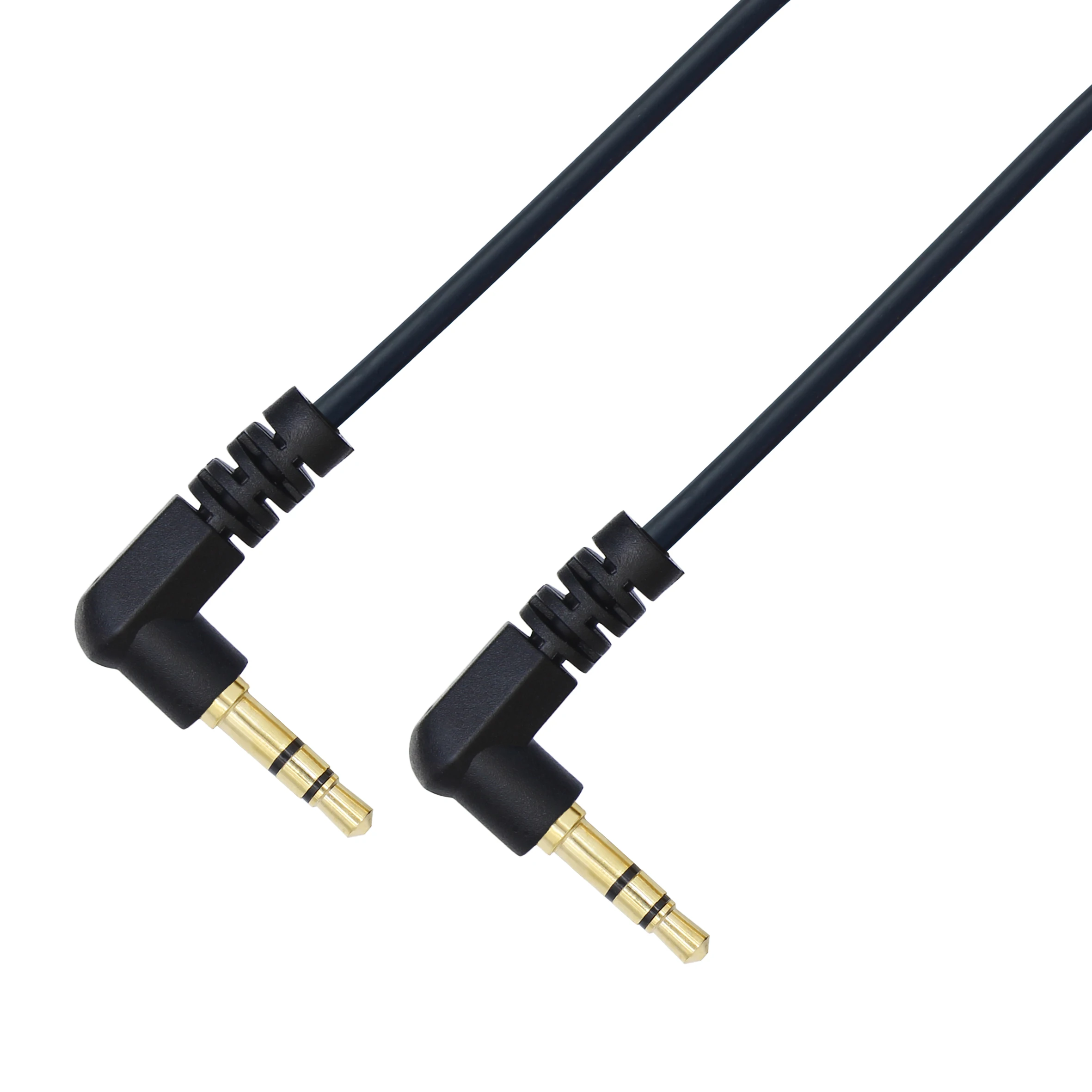 1 m 2 m 3,5 mm Stecker auf Stecker Stereo-Audiokabel, 90 Grad abgewinkelt, 3-poliges Auto-AUX-MP3/MP4-Audiokabel Image