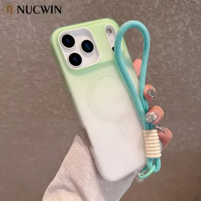 Gradient Magnetic Lanyard Jelly 2-in-1 Handyhülle für iPhone 17 16 15 14 13 12 11 Pro Max 17 Air 11 Armband stoßfeste Abdeckung