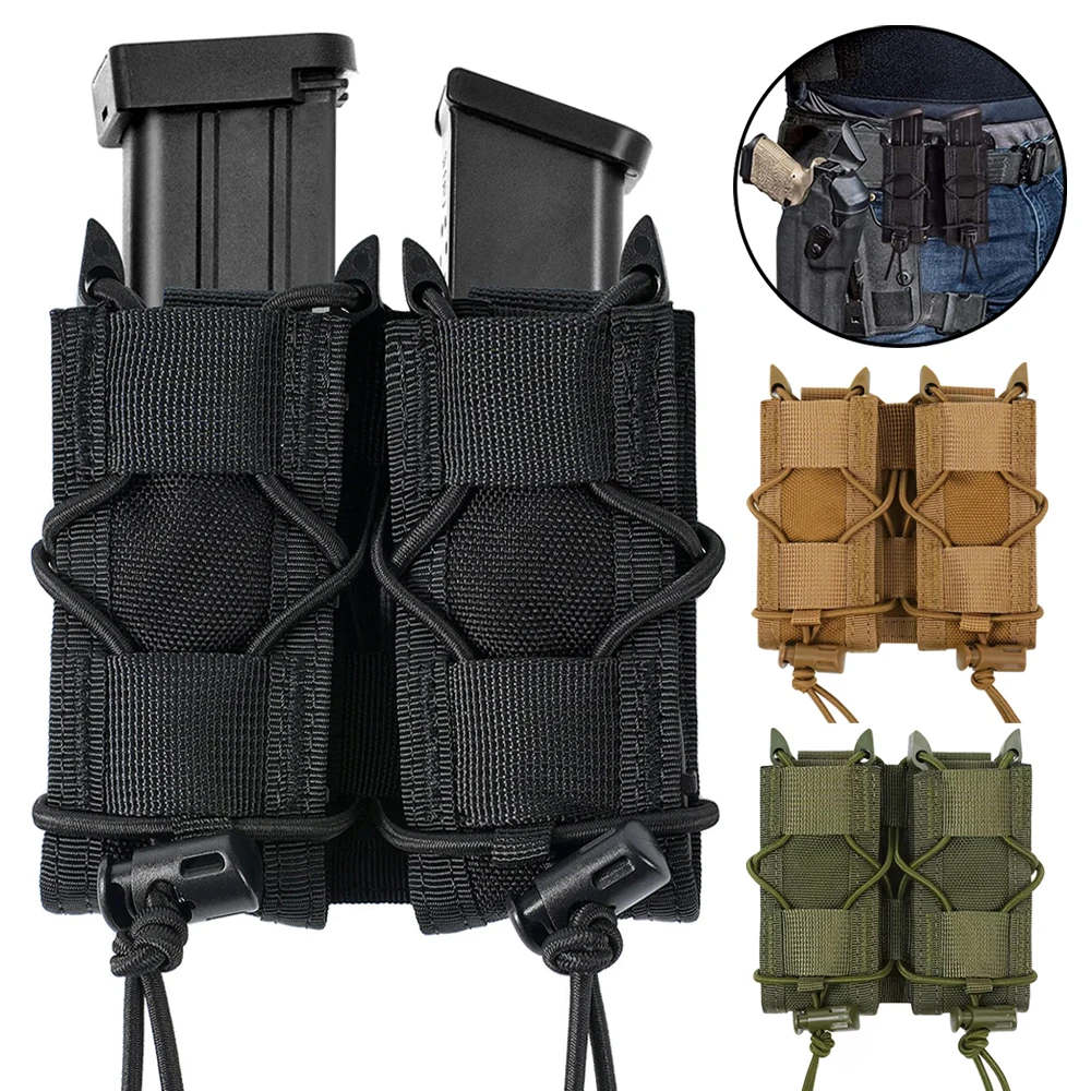.45 9mm pistolet Double pochette pour magazines tactique Molle pochette pour magazines simples pochettes magnétiques Double couche support de cartouche universel