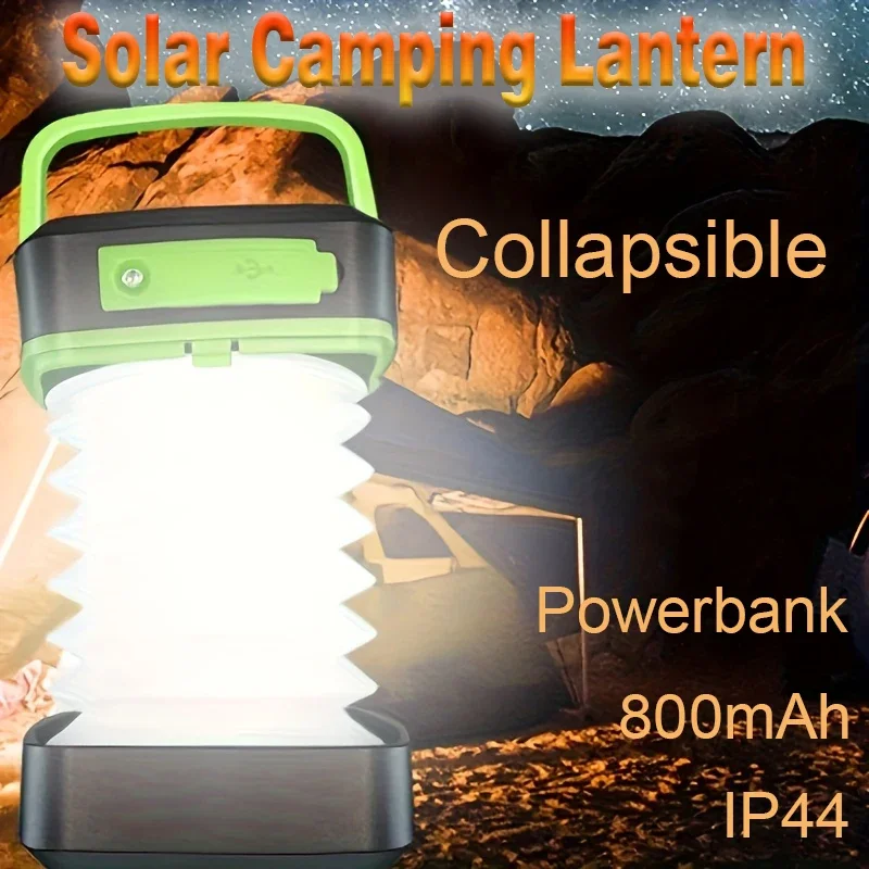 Tragbare solarbetriebene Campinglaterne, mehrere Beleuchtungsmodi, Powerbank, Haken, Outdoor, Camping, Angeln, Grillen, Lesen, Notlicht Image
