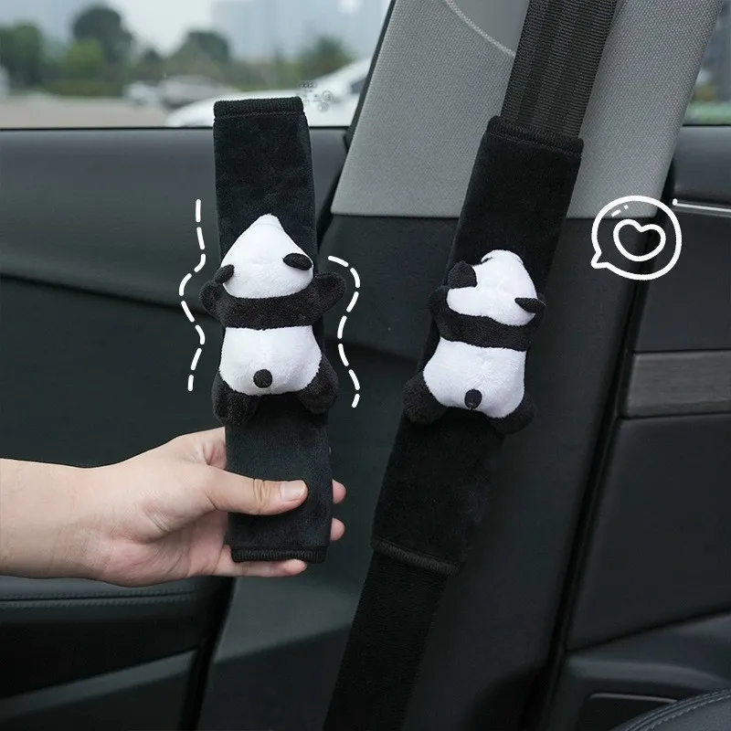 Car Seat Belt Shoulder Protector Cute Lying Bear Panda Shoulder Protector Soft, Comfortable and Wear-Resistant Image