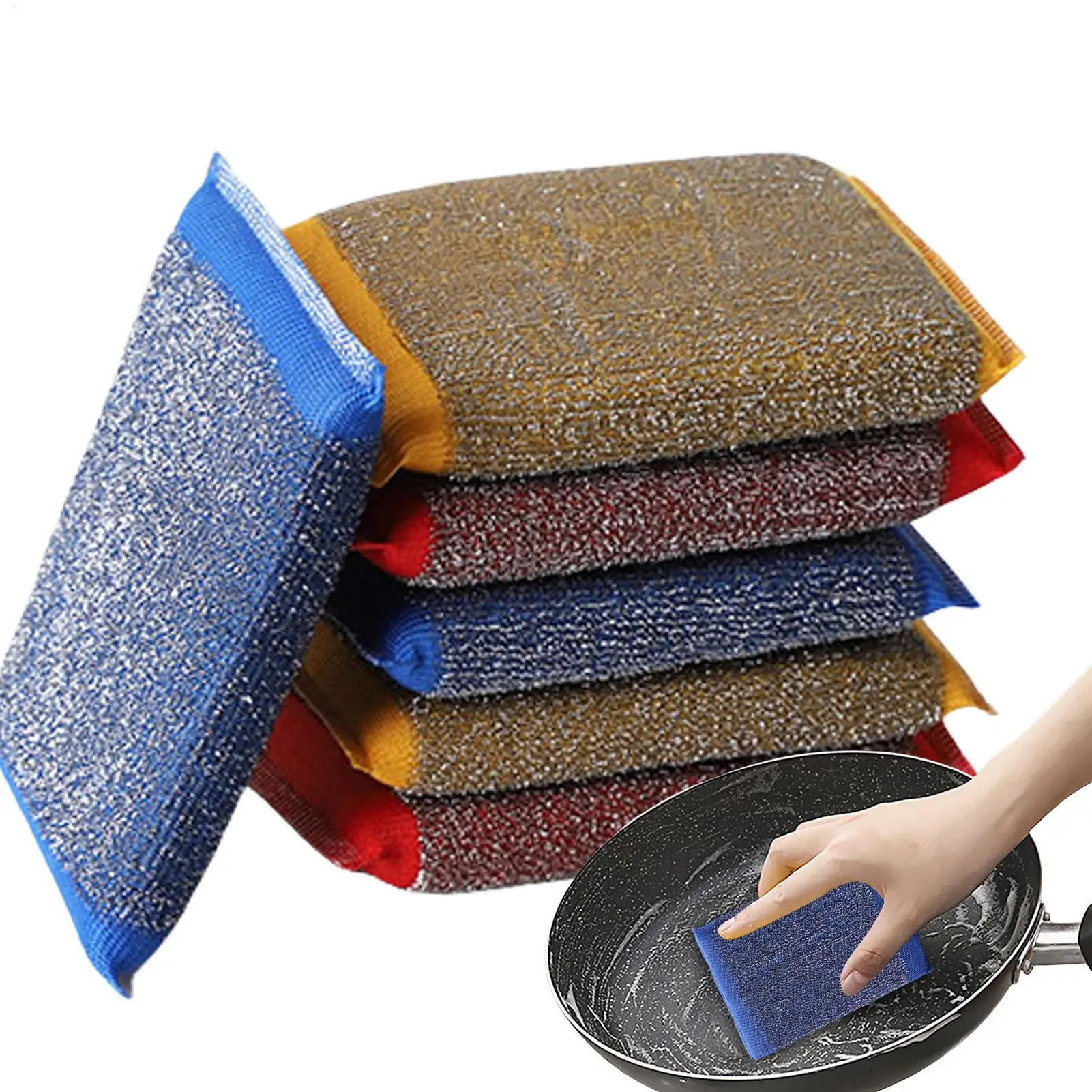 6Pcs Kitchen Dishwashing Sponge Does Not Hurt Pot Brush Pot Artifact Household Scratch-free Sponge Wipe Brush Cleaning tools