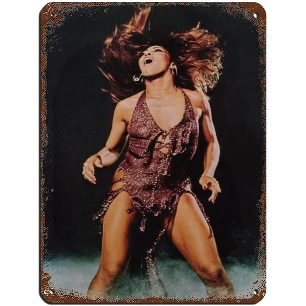 Vintage Tina Turner Metall-Wandkunstschild – Retro-Eisen-Home-Bar-Café-Dekoration, langlebige, vorgebohrte Löcher zum einfachen Aufhängen, kein Strom Image