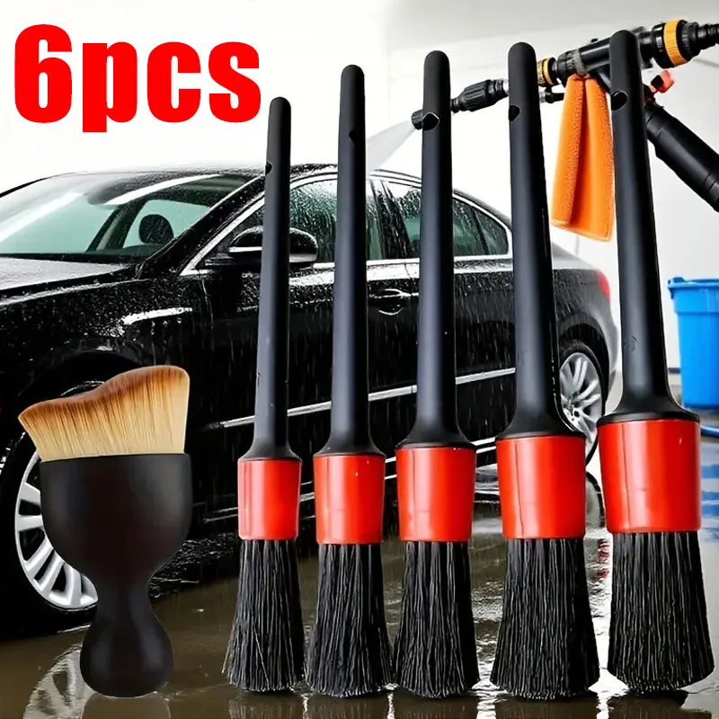 6 stücke Detaillierung Pinsel Set Auto Pinsel Auto Detaillierung Pinsel Für Auto Reinigung Detaillierung Pinsel Dashboard Air Outlet Rad Pinsel Image