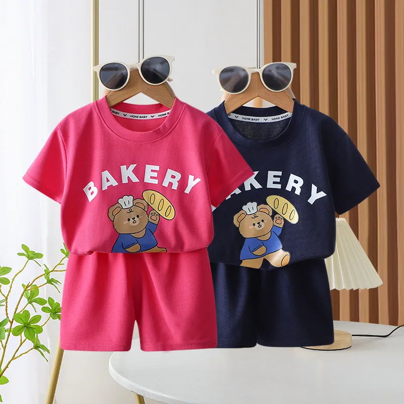 Kurzarm Shorts Outfits 1 2 3 4 Jahre alt Kinder kleidung Set Cartoon Print T-Shirt Shorts Casual Fashion Tops Shorts zweiteilig Image