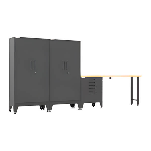 Armadillo Tough Black 4-Piece Garage Cabinet Set with Levelers