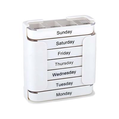 7-Day Large Capacity Portable Pill Organizer Waterproof Medication Organizer Stackable Pill Cases with 4 Times Daily Compartments Travel-Friendly Elderly-Friendly Pill Case for Home Travel Use