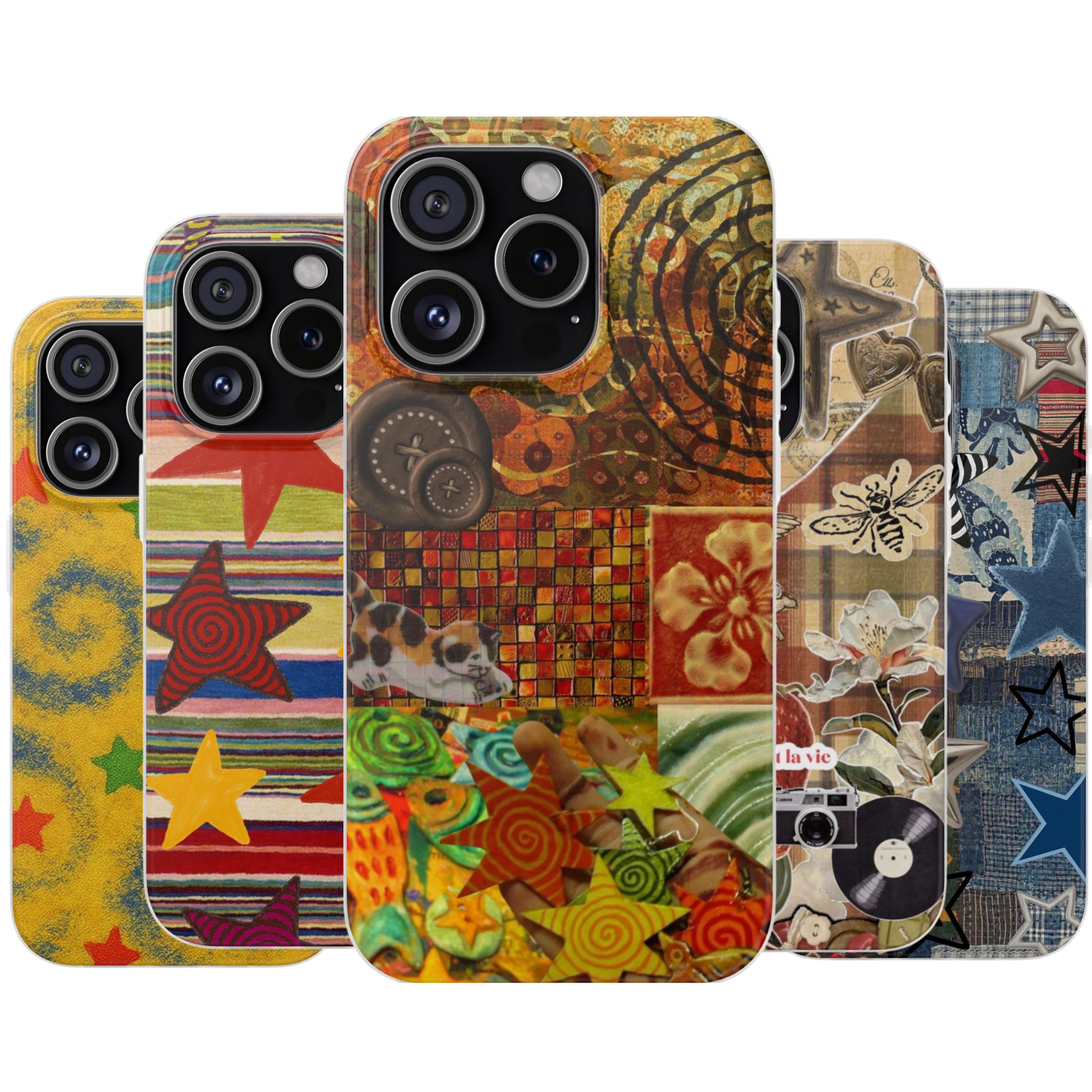 Custodie per telefoni Whimsy Twee anni '90, custodia collage vintage, custodia per telefono indie retrò Twee, telefono con estetica colorata, estetica