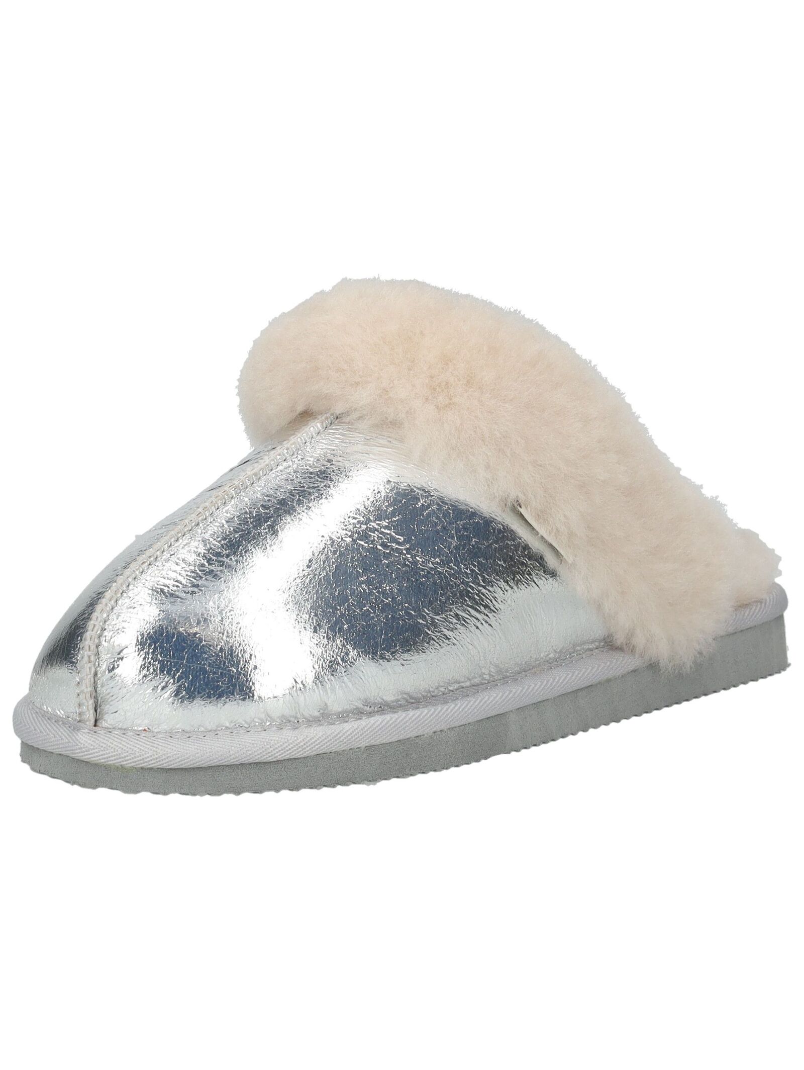 Hausschuh SHEPHERD "Shepherd Hausschuhe Leder", Damen, Gr. 37, silber, Leder, Schuhe