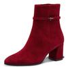Stiefelette TAMARIS, Damen, Gr. 42, rot, Ziegenveloursleder, unifarben, elegant, Schuhe, Blockabsatz, Businessschuh, Abendschuh mit Touch it-Ausstattung