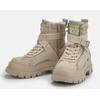 Winterboots BUFFALO "Aspha Com1 Vegan", Damen, Gr. 36, beige, Lederimitat, Textil, modisch, Schuhe, Schnürstiefelette, Plateauboots mit Innen-Reißverschluss