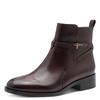 Stiefelette TAMARIS, Damen, Gr. 38, braun (dunkelbraun), Glattleder, unifarben, klassisch, Schuhe, Blockabsatz, Businessschuh, Ankleboots mit T-Logoverszierung