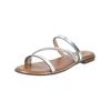 Pantolette GEOX "Geox Pantoletten Leder", Damen, Gr. 40, silber, Leder, casual, Schuhe