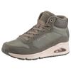 Keilsneaker SKECHERS "UNO-STACRE SHINE", Damen, Gr. 38, grün (olivgrün), Veloursleder, Lederimitat, Textil, casual, Schuhe, High Top Sneaker, Schnürboots mit Luftkammern Sohle