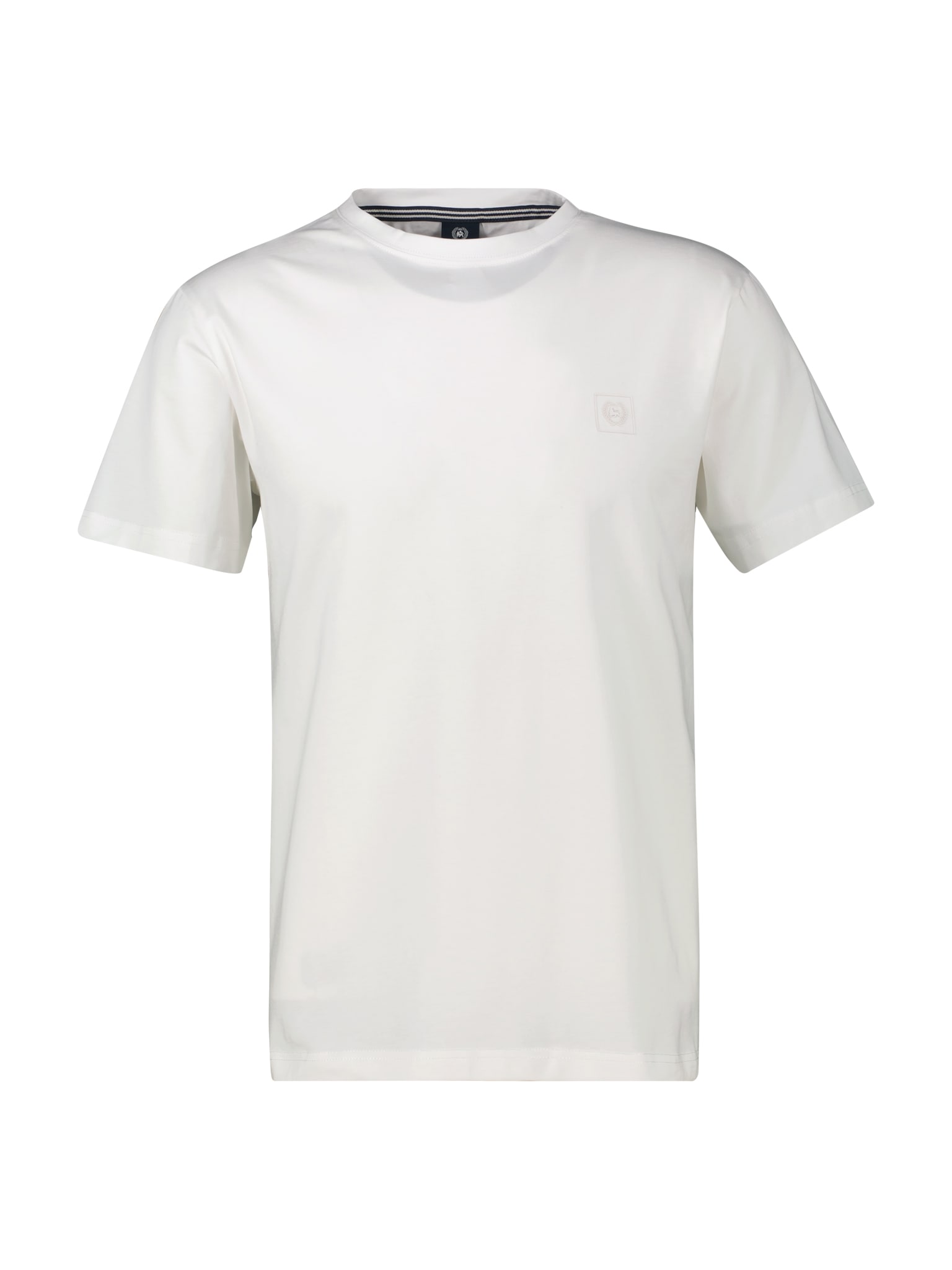 T-Shirt LERROS, Herren, Gr. XL, weiß (broken weiß), Single Jersey, Obermaterial: 95% Baumwolle, 5% Elasthan, unifarben, regular fit taillenbedeckt, Rundhals, Shirts, mit Logo Stickerei Image