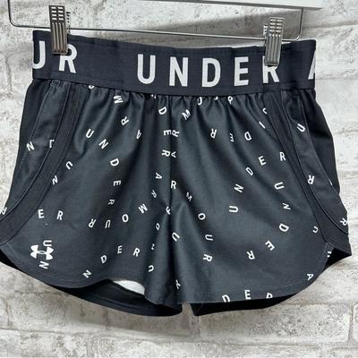 Under Armour Shorts | Under Armour Soft Fitness Shorts Women’s Xs Black Lettering Logo Print | Color: Black/White | Size: Xs