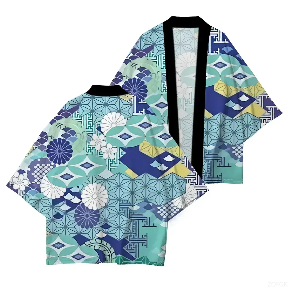 Traditioneller japanischer Stil, bequem, schlicht, halb diagonal, modischer Stil, halbärmeliges Oberteil, Kimono Image