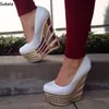 Sukeia handgemachte Frauen Plattform T-Riemen Pumps matte Keile High Heels runde Zehen schöne schwarze Party Schuhe uns plus Größe 4-15