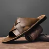 Echtes Leder Männer Casual Sandalen Sommer Herren Hausschuhe Outdoor Atmungsaktive Strand Schuhe Bequeme Wohnungen Männer Flip-Flops Größe 48