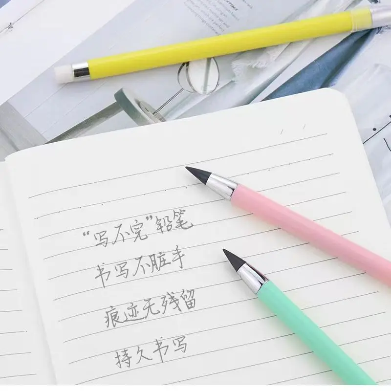 Bleistift Ewiger Bleistift Kein Notwendigkeit, die endlose schwarze Technologie mit Radiergummi zu schärfen, Macaron-Farbe, langlebige kreative Mine Image