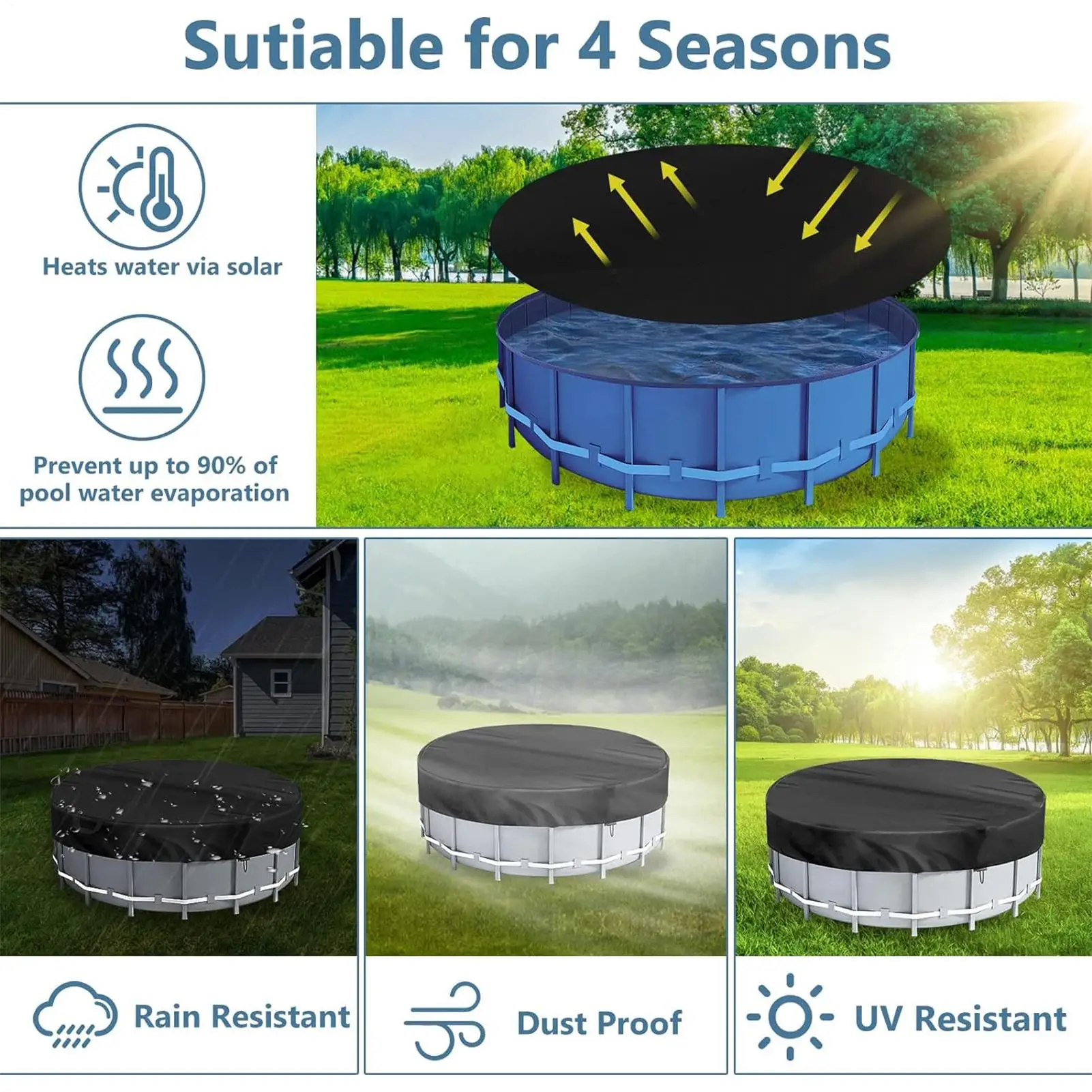 Copertura per piscina Copertura antipolvere Vasca rotonda per esterni Copertura impermeabile per protezione solare per piscina Accessori per piscina per l