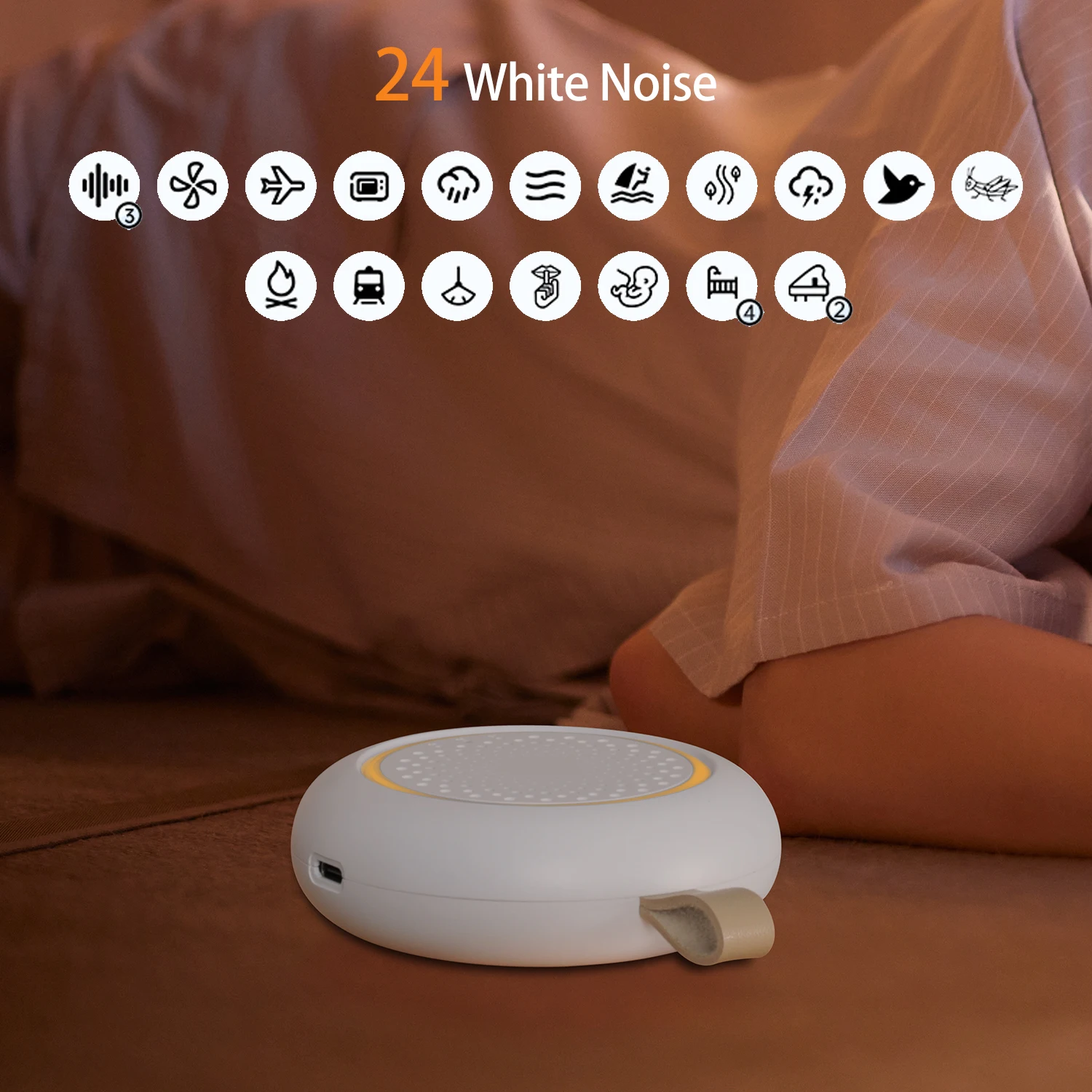 White Noise Machine, Schlafhilfe, Nachtlicht, Schlafgeräusche, Maschine mit 24 beruhigenden Geräuschen, stimmungsentspannendes Audio für Babys und Erwachsene