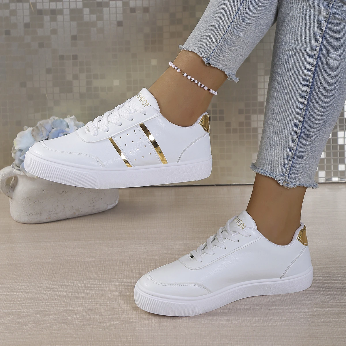 Lässige Sportschuhe für Damen – niedrig geschnittenes Schnürdesign, bequemes Stofffutter, geeignet für alle Jahreszeiten, Damen-Sportschuhe