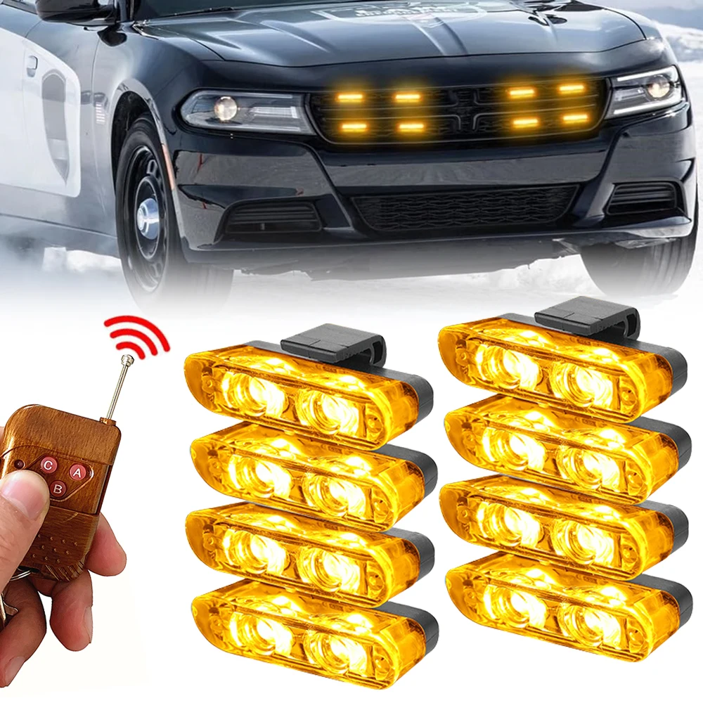 Luci stroboscopiche di emergenza a LED Luci della polizia 12V con telecomando wireless LED Flash Grille Light Beacon per auto camion Van SUV