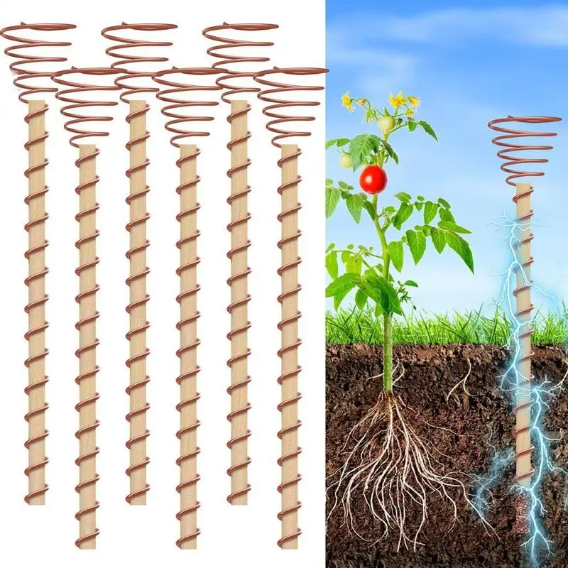6 Stück Elektrokultur-Pflanzenstecker, Garten-Kupfer-Spulen, Antennen für den Anbau von Gartenpflanzen und Gemüse, die für Pflanzen und Obst verwendet werden Image