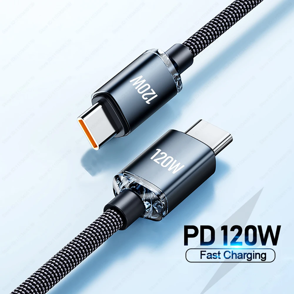 Cavo di ricarica rapida da tipo C a tipo C PD 6A 120W Cavo di ricarica da USB C a tipo C Cavo dati di ricarica rapida da USB-C a USB-C