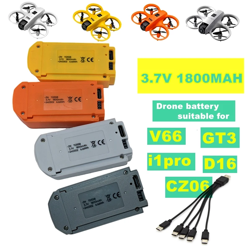 V66/GT3/CZ06/i1 Pro Eders Batterie 3,7 V 1800 mAh Batterie Für i1 PRO RC Quadcopter Ersatz Batterie CZ06 Teile mit USB Ladegerät Image