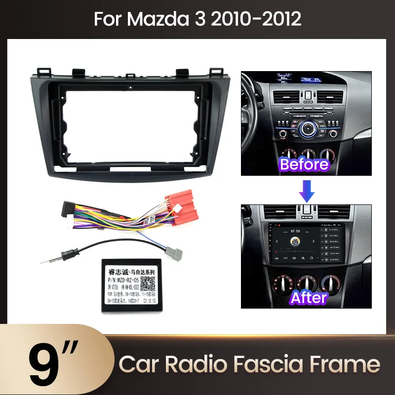 2 Din Radio Fascia für Mazda 3 2010–2012 Stereo Panel Montage Installation Dash Kit Rahmen Adapter Lünette Dash Headunit Bildschirm
