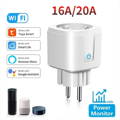 Tuya WiFi 16A 20A Smart Plug EU AC100-240V mit Power Überwachung Outlet Smart Leben APP Alexa Google Hause sprachsteuerung