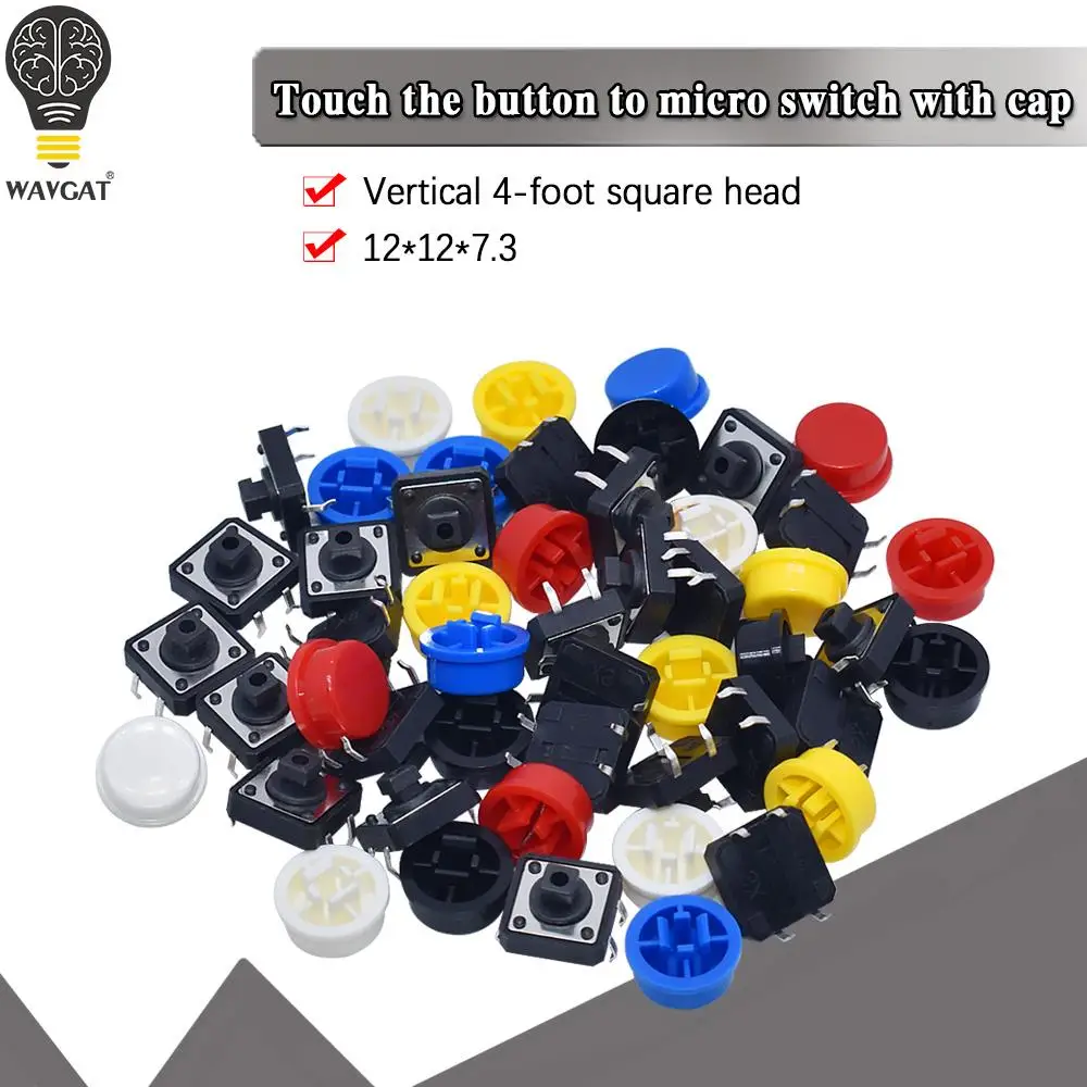 WAVGAT 12X12MM Großen schlüssel modul Große taste modul Licht touch schalter modul mit hut hohe ausgang für arduino usb DIY Kit Image