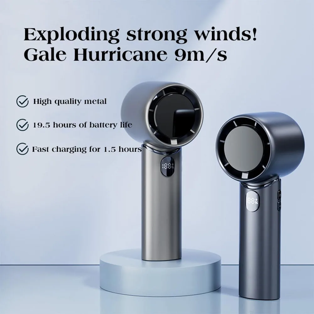 Tragbarer elektrischer Ventilator mit Digitalanzeige, kabelloser USB-wiederaufladbarer Luftzirkulationsventilator, Desktop-Luftkühlung, Kühler, leiser Schreibtischventilator Image