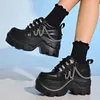 Gothic Punk Chunky Sneakers für Frauen Schwarz Kette Dekor Plattform Sport Schuhe Frau Dicke Sohle Rutschfeste Punk Sneakers Plus Größe