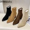 Winter Frauen Starke Ferse Stiefeletten Mode Spitz Moderne Kurze Booties Street Style Party Stripper Weibliche Schuhe
