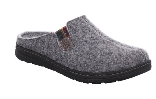 Pantoffel ROHDE "ASIAGO", Herren, Gr. 43, grau, Filz, meliert, klassisch, Schuhe, Hausschuh, Clog, Schlappen mit seitlichem Stretch mit Label