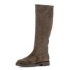Stiefel GABOR "FLORENZ", Damen, Gr. 38,5, Normalschaft, grau (taupe), Veloursleder, unifarben, klassisch, Schuhe, Blockabsatz, Langschaftstiefel in Komfortweite G (= weit)
