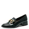 Slipper TAMARIS, Damen, Gr. 39, grün (dunkelgrün), Lacksynthetik, unifarben, modisch, Schuhe, Blockabsatz, Pumps, Businessschuh mit modischer Zierspange