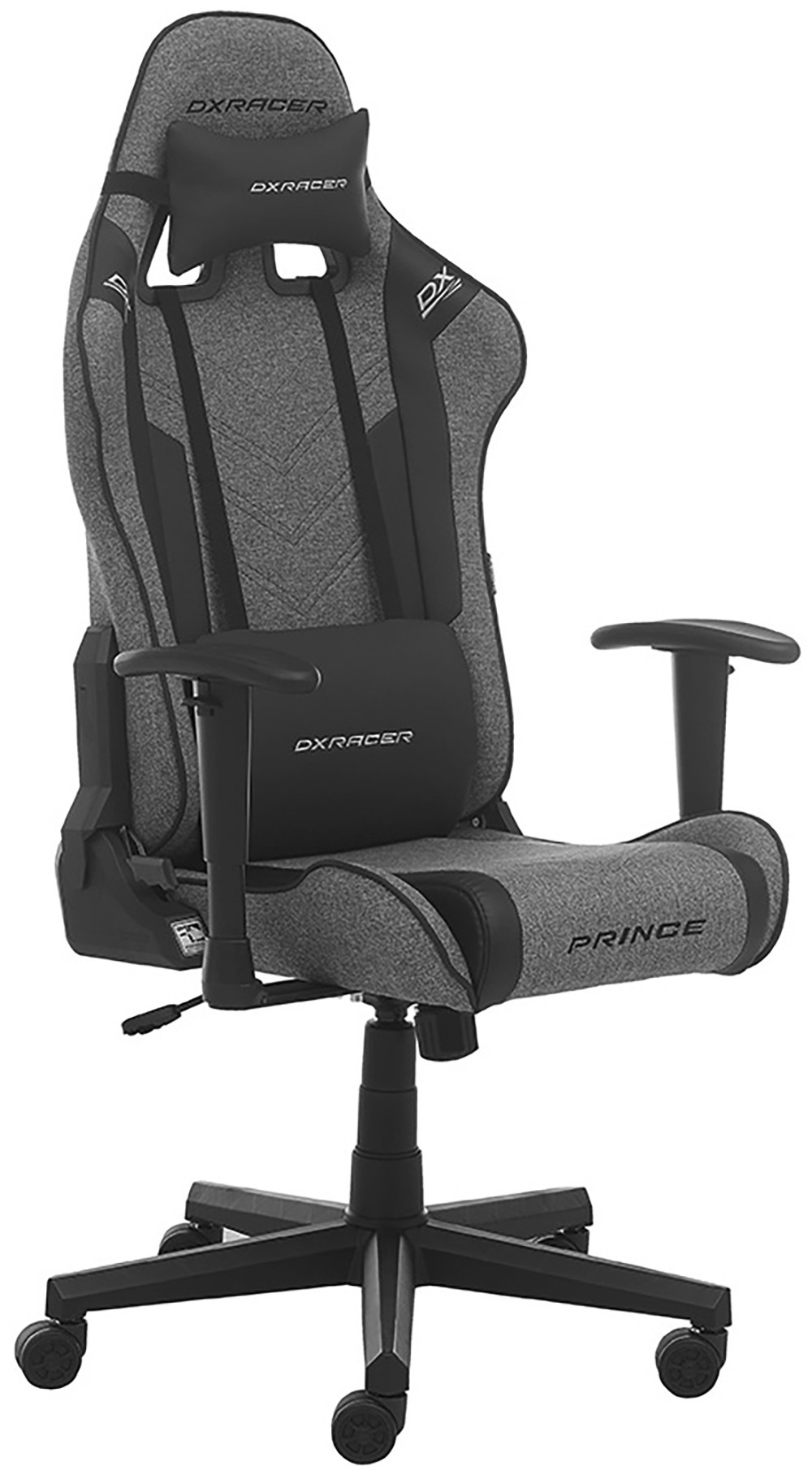 Gaming-Stuhl MCA FURNITURE "DX Racer Prince Gamingchair", schwarz, B:67cm H:126cm T:67cm, Kunstleder, Nylon, Polyester, Polyurethan, Stoff, Stühle, Gaming-Stuhl, Gaming,Racing,Design,Lordose,Kissen,Armlehne,drehbar,verstellbar