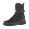 Schnürboots GABOR, Damen, Gr. 40, grau (dunkelgrau), Veloursleder, unifarben, klassisch, Schuhe, Blockabsatz, Schnürstiefelette mit Innenreißverschluss, G-Weite
