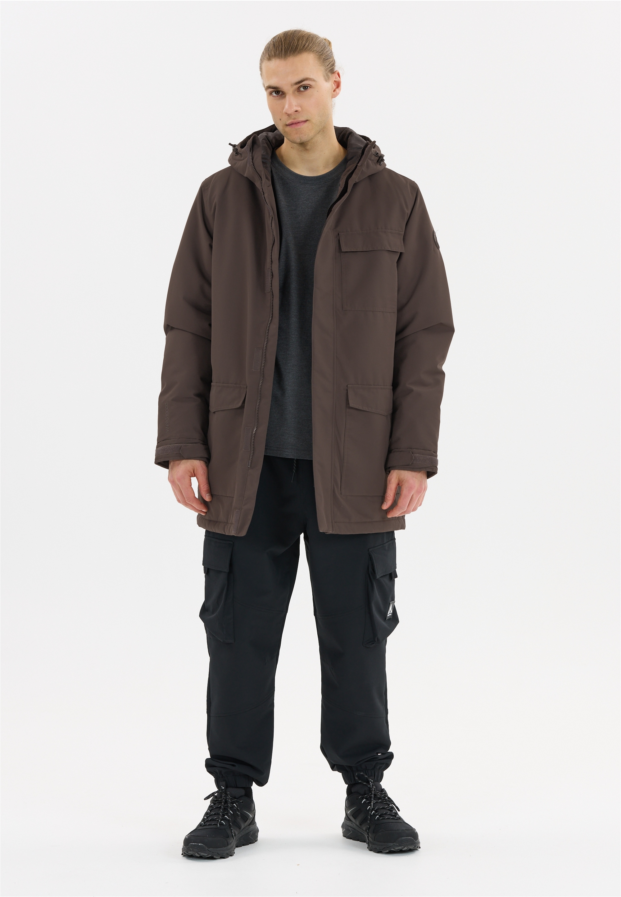 Parka WHISTLER "Siberia V2", Herren, Gr. M, braun, 100% Polyester, unifarben, Casual, normal, hoch geschlossener Ausschnitt, Jacken, mit wasserdichtem BionicFinish