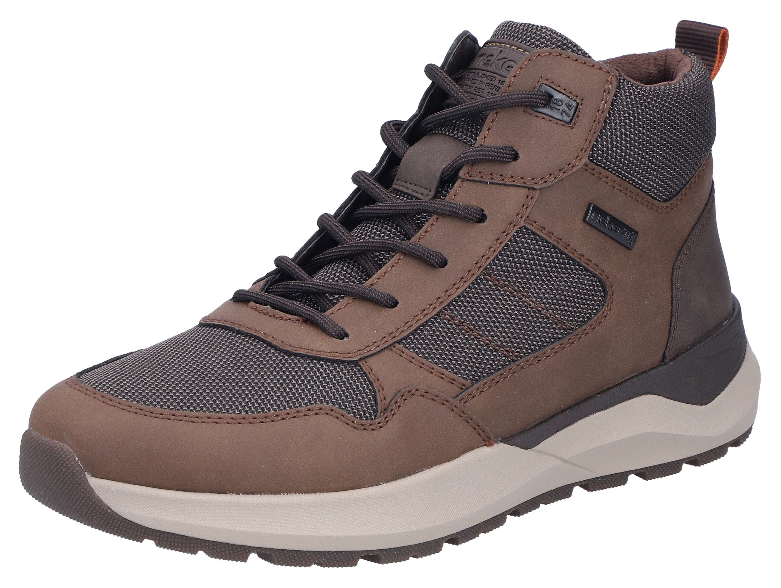 Winterboots RIEKER, Herren, Gr. 40, dunkelbraun, Lederimitat, Textil, Schuhe Winterboots, Schnürboots, Casual High Top Sneaker mit TEX-Membran