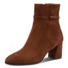 Stiefelette TAMARIS, Damen, Gr. 41, braun (muscat), Ziegenveloursleder, unifarben, elegant, Schuhe, Blockabsatz, Businessschuh, Abendschuh mit Touch it-Ausstattung