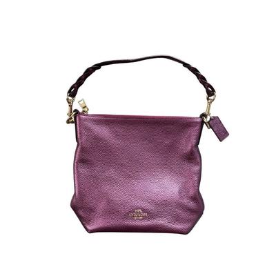Coach Bags | Coach Abby Womens Metallic Berry Pebble Leather Duffle Purse Mini Shoulder Bag | Color: Pink | Size: Os