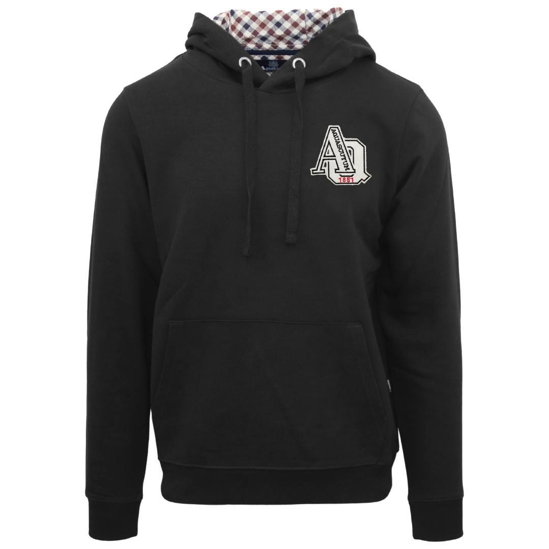 Aquascutum Herren AQ 1851 Patch Logo Hoodie (Schwarz) Image