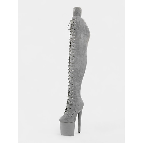 Damen-Overknee-Stiefel mit Plateausohle und Schnürung – Overknee-Stiefel mit hohem Absatz für Pole Dance für das Nachtleben und Partys Image